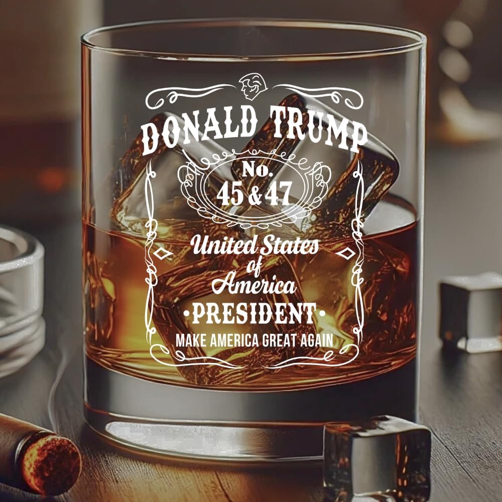 Diamond In The Rough Trump Whiskey Glass, Laser Engraved Presidency Design, 45-47, Political Gift, Conservative Gift, Men's Glassware, MAGA FC