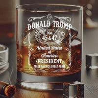 Thumbnail for Diamond In The Rough Trump Whiskey Glass, Laser Engraved Presidency Design, 45-47, Political Gift, Conservative Gift, Men's Glassware, MAGA FC