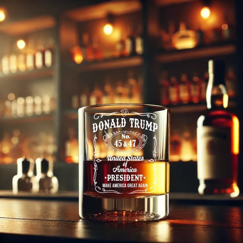 Diamond In The Rough Trump Whiskey Glass, Laser Engraved Presidency Design, 45-47, Political Gift, Conservative Gift, Men's Glassware, MAGA FC