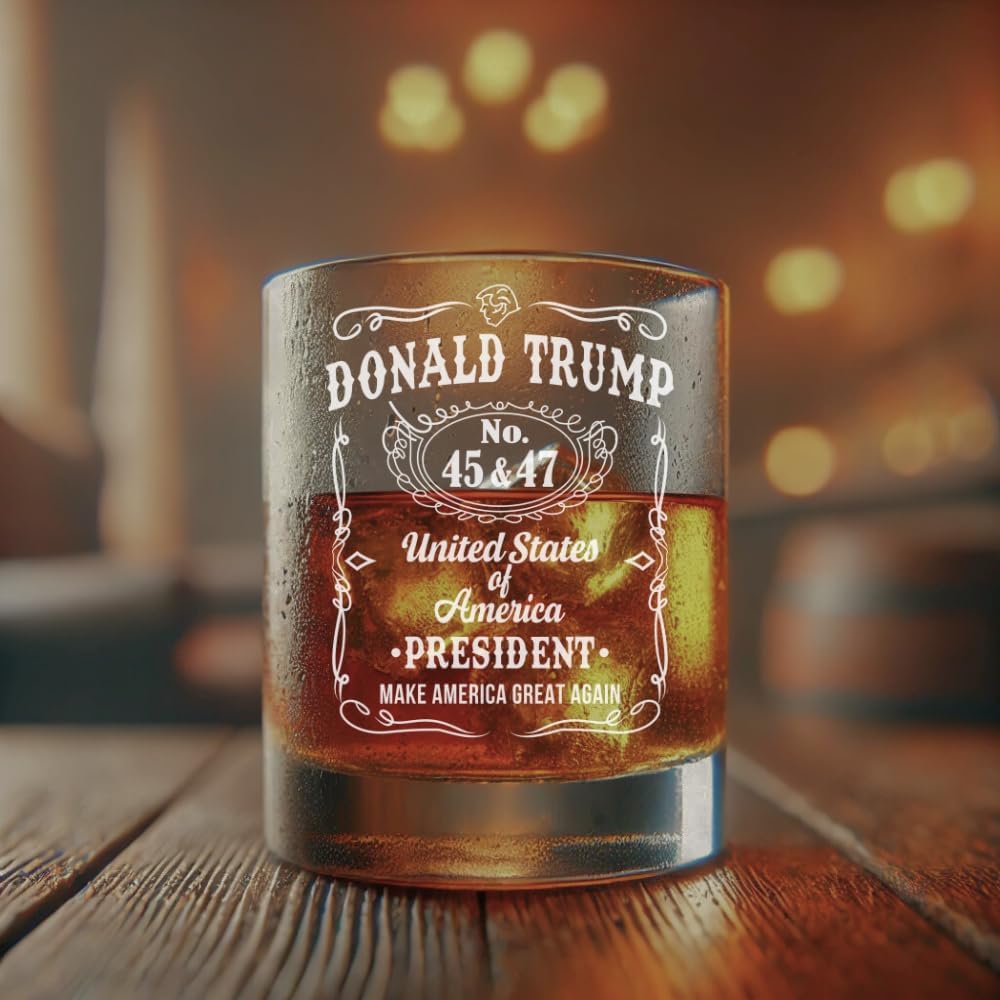 Diamond In The Rough Trump Whiskey Glass, Laser Engraved Presidency Design, 45-47, Political Gift, Conservative Gift, Men's Glassware, MAGA FC