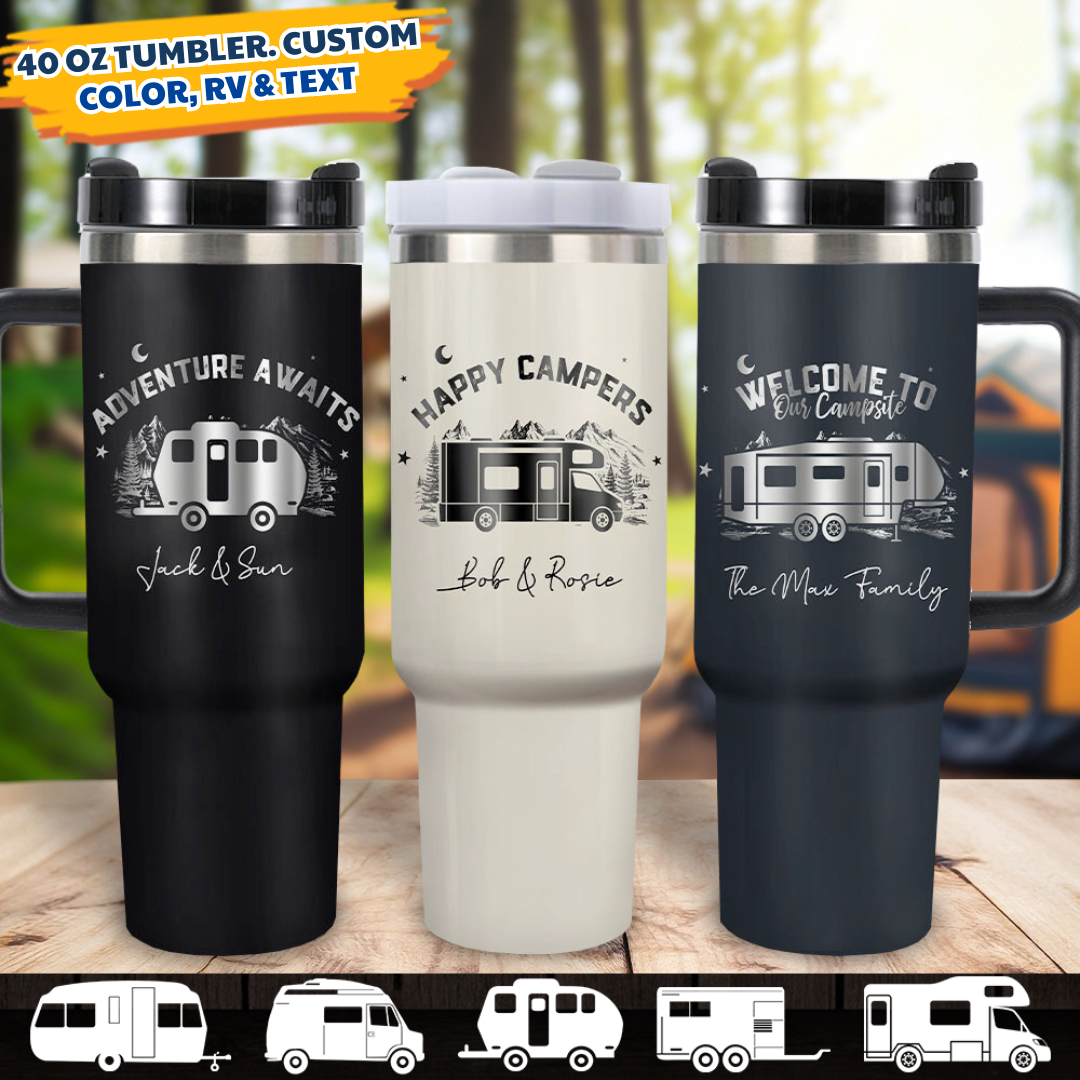Personalized 40oz Tumbler - Gift For Campings Lovers - Custom RV Camping Yoycol