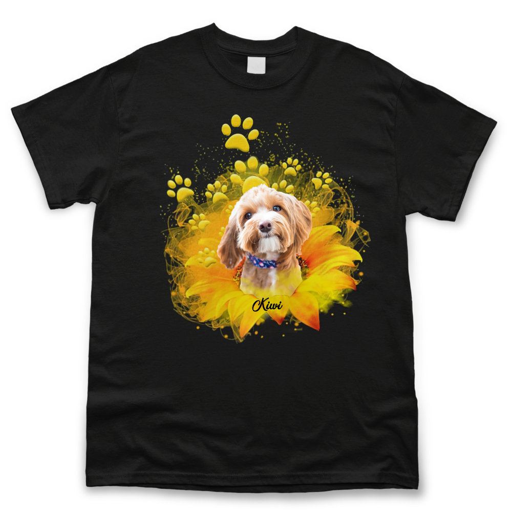 Personalized Dark T-shirt/Hoodie/Sweatshirt - Gift For Pet Lovers - Sunflower Upload Pet Photo Merchize