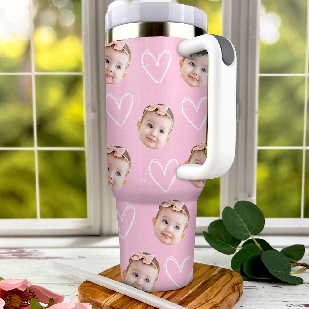 Personalized 40oz Tumbler - Gift For Mothers - Kid Face Photo Retro Style YC