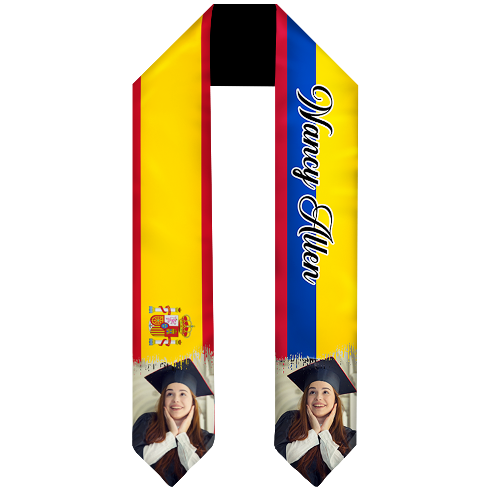 Custom Graduation Stoles/Sash with Flags of Two Countries - Special Graduation Gift FC