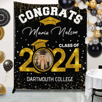 Thumbnail for Custom Graduation Glitter Photo Class Of 2024 Backdrop, Graduation Party Supply FC