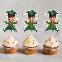 Thumbnail for Custom Graduation Party Face Cupcake Toppers, Graduation Decorations, Physical Product FC