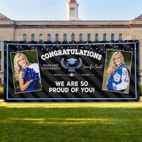 Thumbnail for Custom 2 Photos Class of 2025 Graduation Banner - Unique Graduation Gift