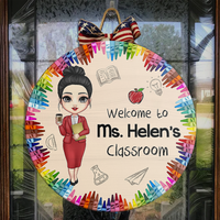 Thumbnail for Personalized Teacher Colorful Crayon Door Sign, Classroom Welcome Door Hanger Z