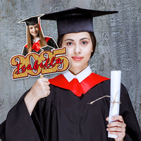 Thumbnail for Personalized Face Fans With Wooden Handle - Graduation Keepsake Gift - Colorful Glitter Senior Photo Class Of 2025 FC