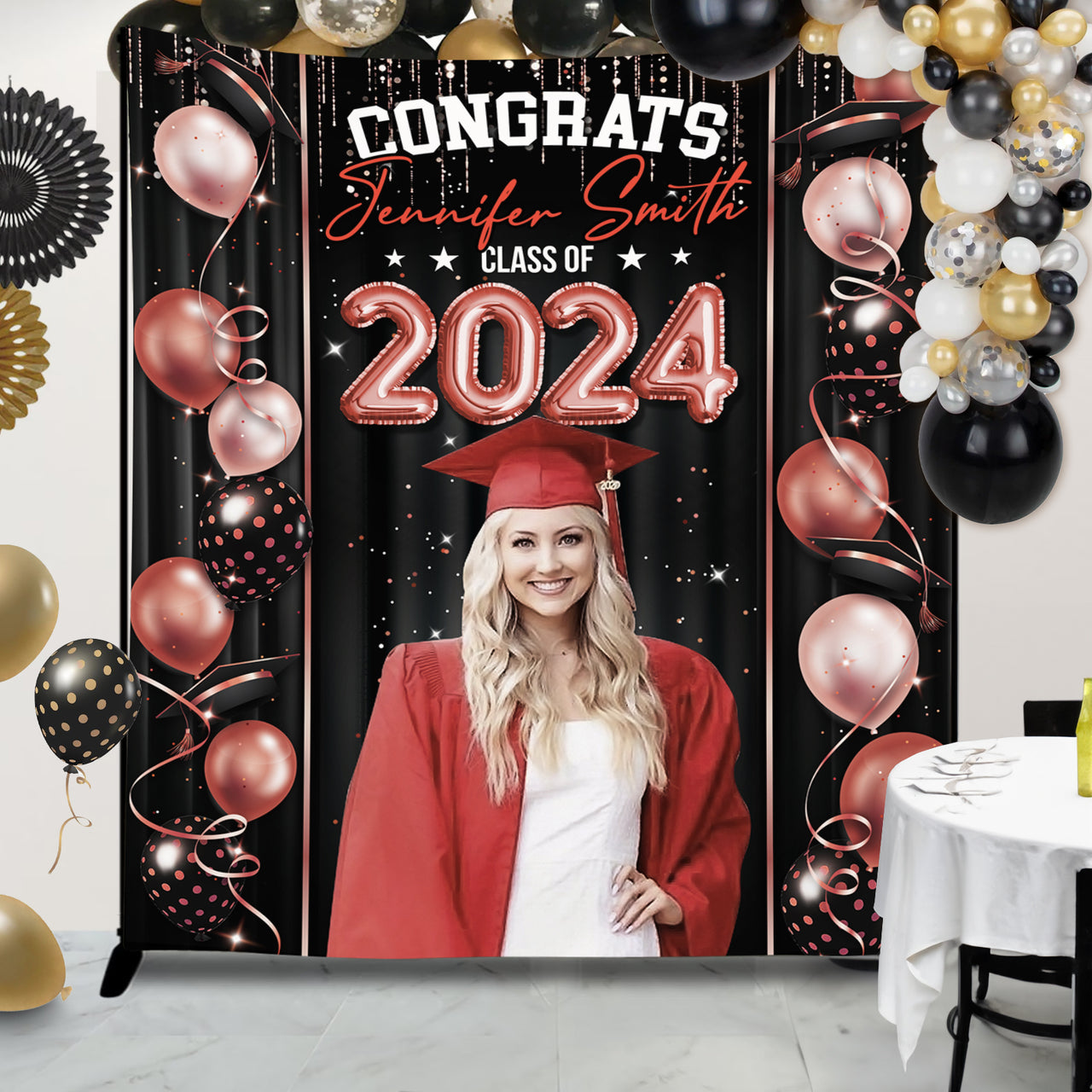 Custom Graduation Prom Balloon Decor Class Of 2024 Backdrop, Graduation Party Supply FC