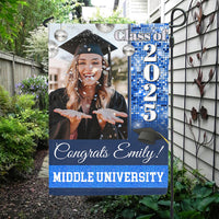 Thumbnail for Personalized Graduation Flag- Gift For Graduate- Photo Class Of 2024 Colorful Disco Style FC