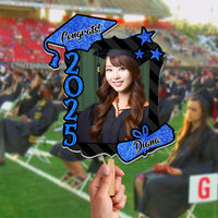 Thumbnail for Custom Congrats 2025 With Name Photo Graduation Face Fans With Wooden Handle, Gift For Graduation Party