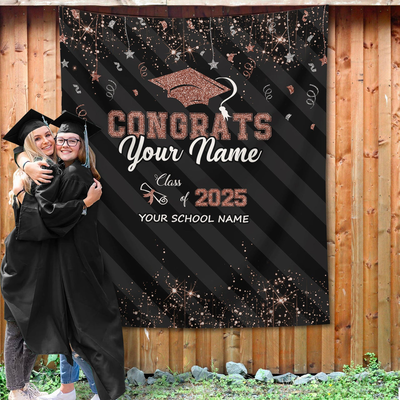 Custom Congrats Class Of 2025 Graduation Backdrop, Graduation Party Decorations FC