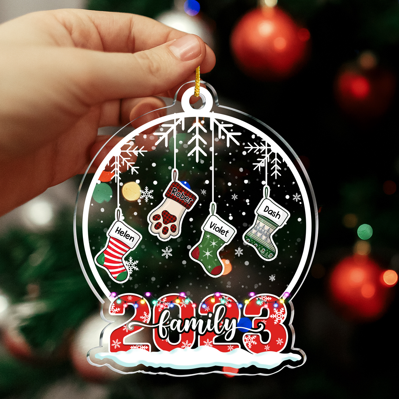 Personalized Acrylic Ornament - Christmas Gift For Family - Multicolor Stockings Family Members AE