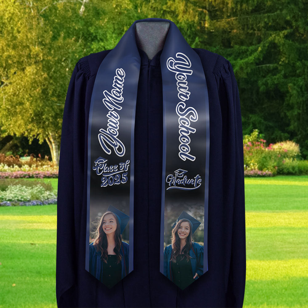 Personalized 2 Photos Mixed Colors Class of 2024 Photo Stoles/ Sash, Graduation Gift FC