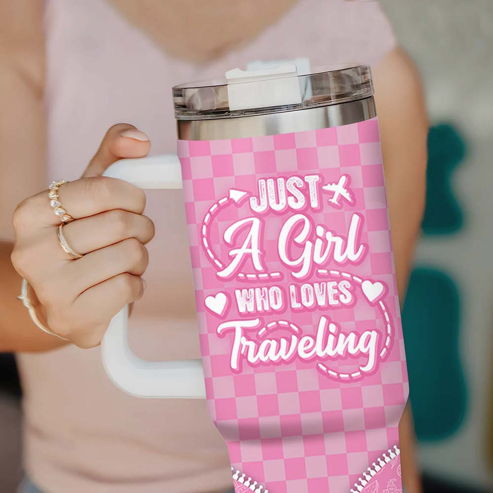 Personalized Just A Girl Who Loves Traveling 40oz Tumbler - Travel Gift For Woman FC