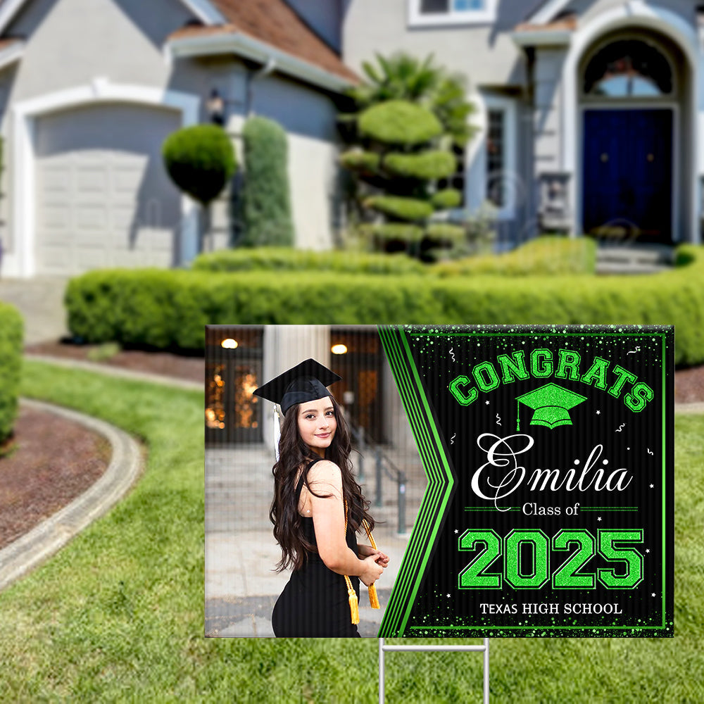 Personalized Yard Sign With Stake - Graduation Decor Gift - Class Of 2025 Graduate Photo FC