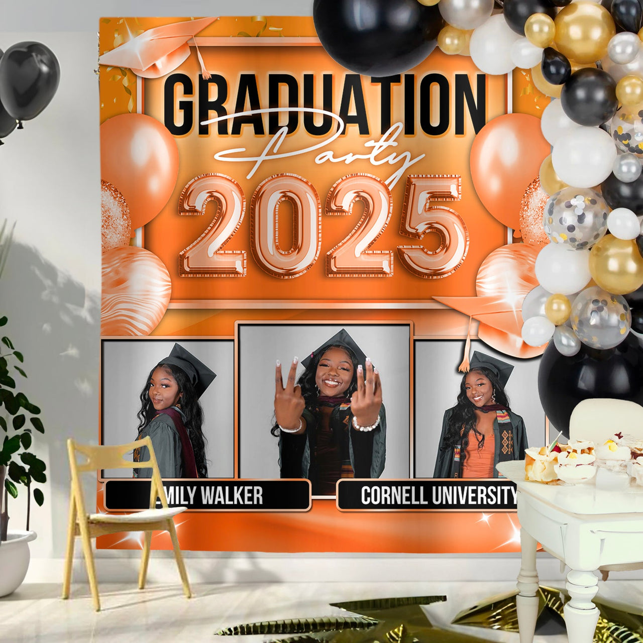 Custom Graduation Neon Balloon Style Class Of 2024 Backdrop, Graduation Party Supply FC