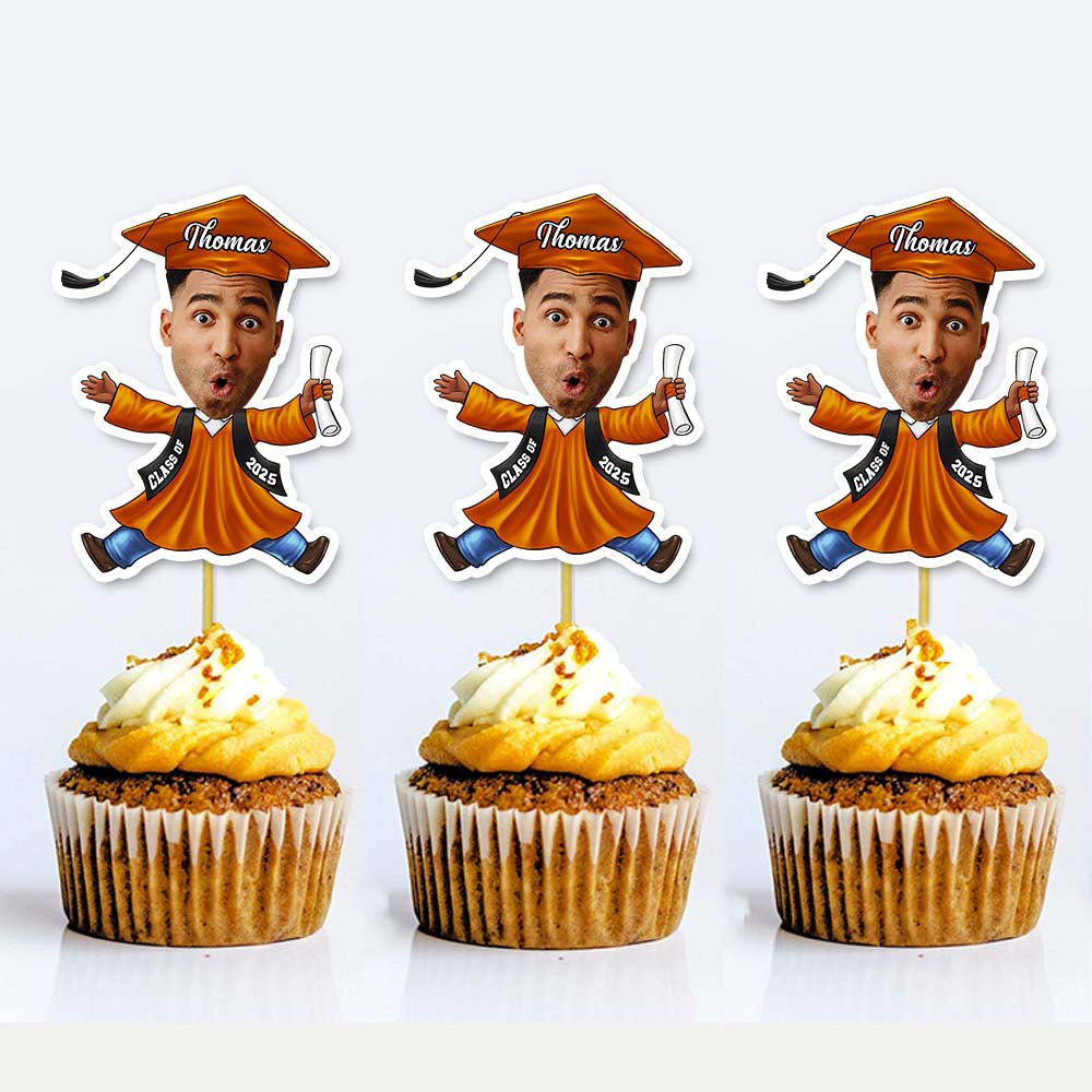 Custom Graduation Party Face Cupcake Toppers, Graduation Decorations, Physical Product FC