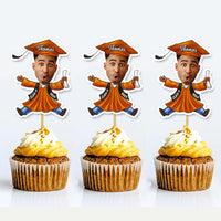 Thumbnail for Custom Graduation Party Face Cupcake Toppers, Graduation Decorations, Physical Product FC