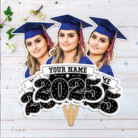 Thumbnail for Custom Graduation 2025 Face Fans With Wooden Handle, Gift For Graduation Party