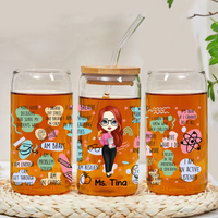 Thumbnail for Personalized Teacher Daily Affirmation Glass Bottle/Frosted Bottle With Lid & Straw, Teacher Gift AF