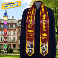 Thumbnail for Custom Graduation Stoles/Sash with 4 Images, Special Graduation Gift FC