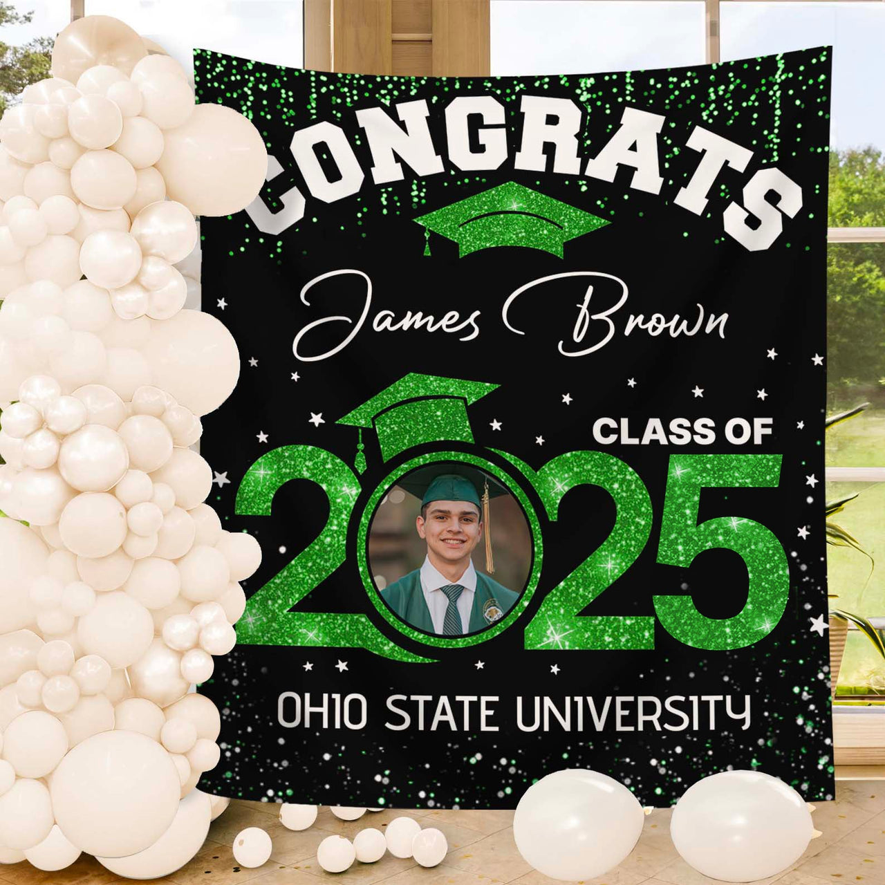 Custom Graduation Glitter Photo Class Of 2025 Backdrop, Graduation Party Supply FC