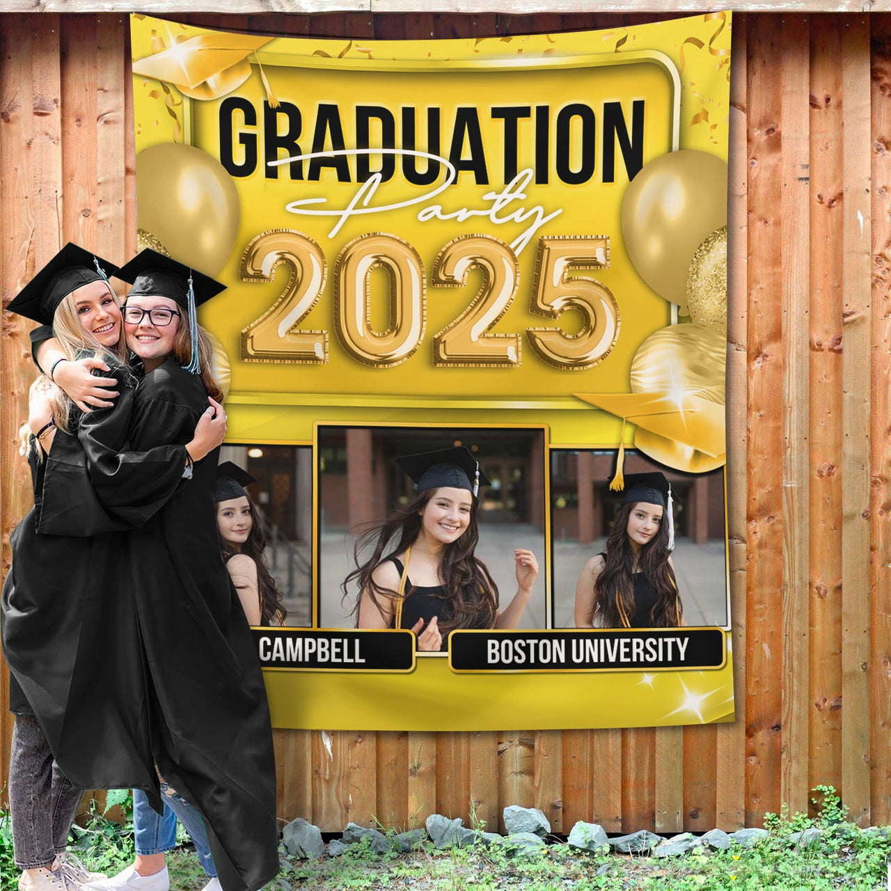 Custom Graduation Neon Balloon Style Class Of 2024 Backdrop, Graduation Party Supply FC