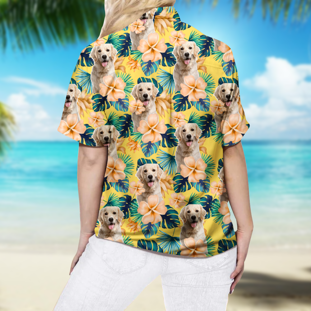Personalized Enjoy The Summer Together Floral Palm Leaves Dog Cat Photo Hawaiian Shirt For Pet Mom AI