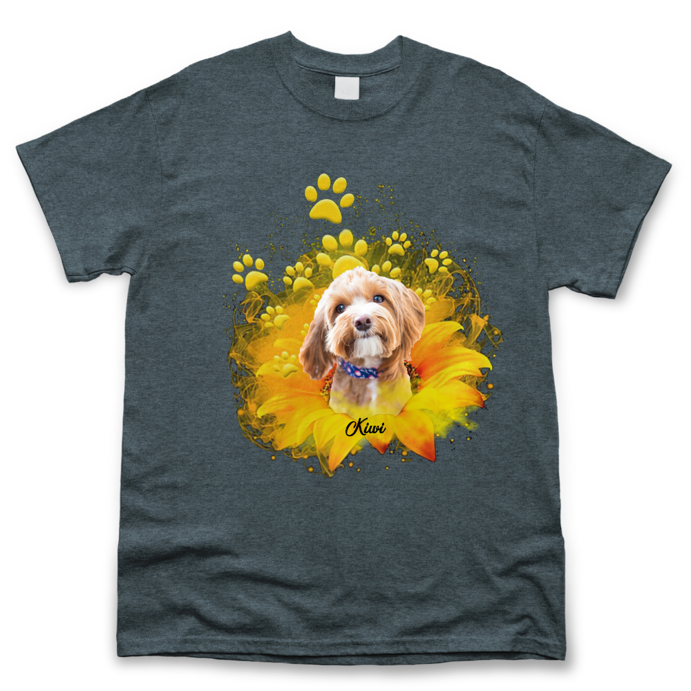 Personalized Dark T-shirt/Hoodie/Sweatshirt - Gift For Pet Lovers - Sunflower Upload Pet Photo Merchize