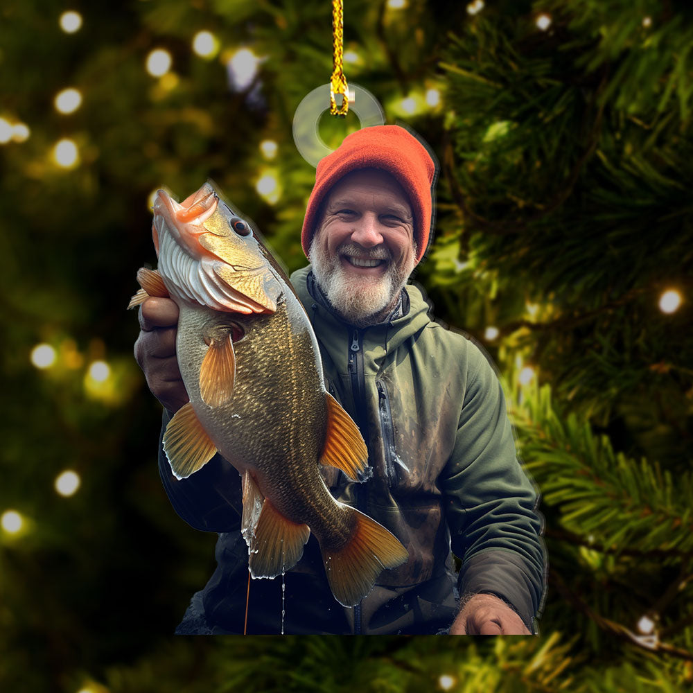 Personalized Acrylic Ornament - Gift For Fisherman - A Man Addicted To Fishing Photo AC