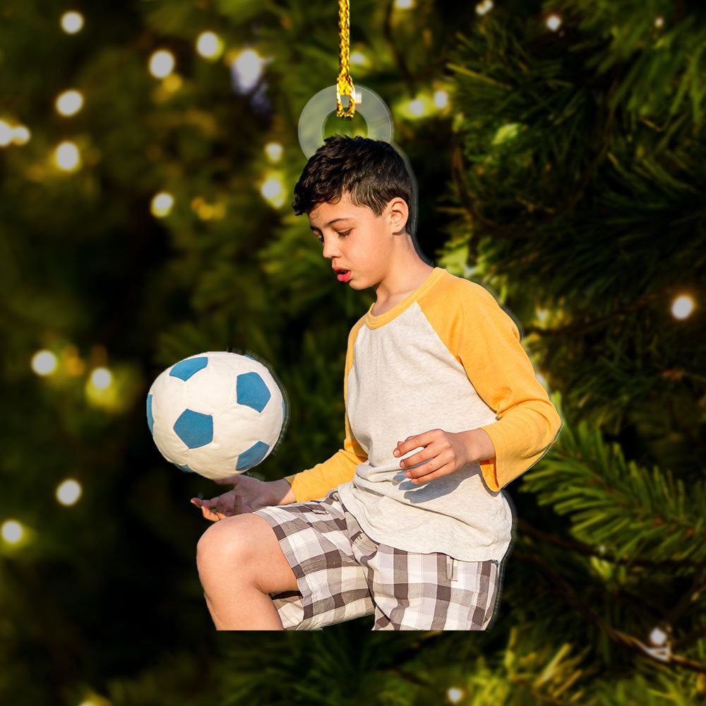 Personalized Acrylic Ornament - Gift For Soccer Lovers - Young Boy Photo AC
