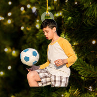 Thumbnail for Personalized Acrylic Ornament - Gift For Soccer Lovers - Young Boy Photo AC