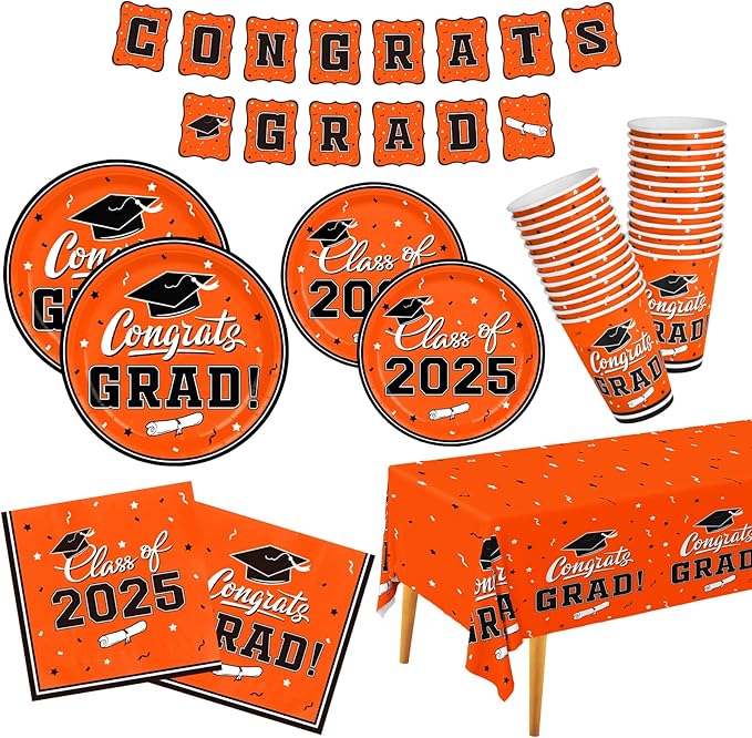 2025 Graduation Party Supplies Multicolor Graduation Party Dinnerware Set FC