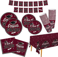 Thumbnail for 2025 Graduation Party Supplies Multicolor Graduation Party Dinnerware Set FC