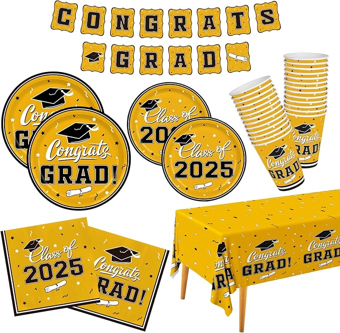 2025 Graduation Party Supplies Multicolor Graduation Party Dinnerware Set FC