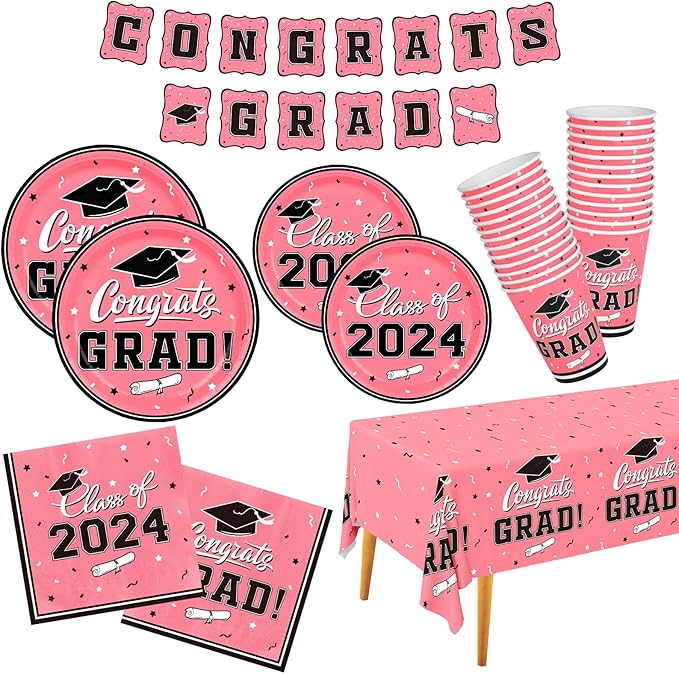 2025 Graduation Party Supplies Multicolor Graduation Party Dinnerware Set FC