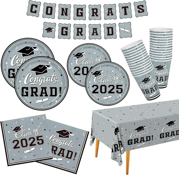 2025 Graduation Party Supplies Multicolor Graduation Party Dinnerware Set FC