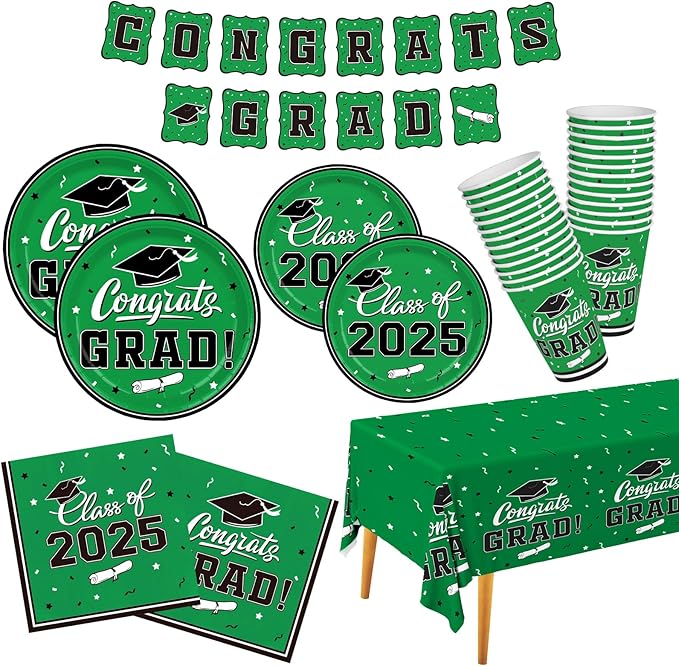 2025 Graduation Party Supplies Multicolor Graduation Party Dinnerware Set FC