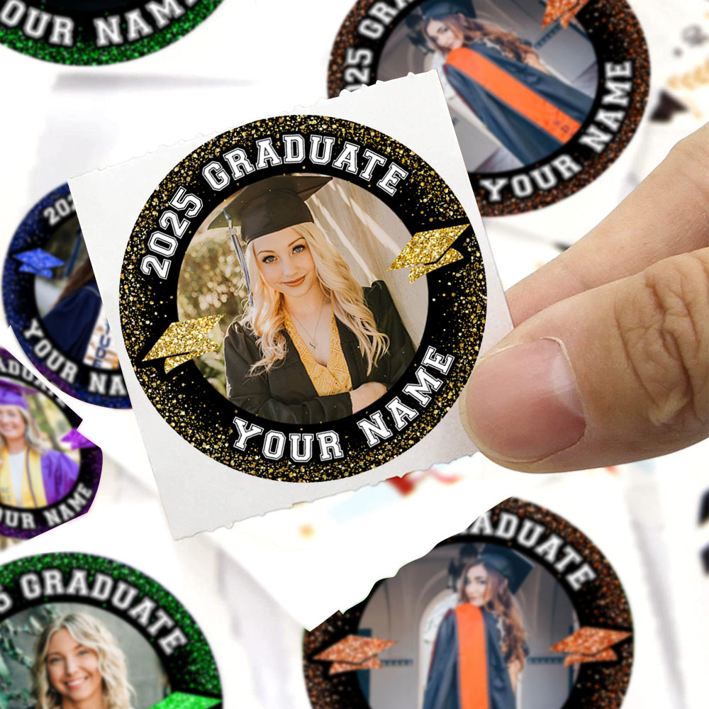 Personalized Glittering Congrats Class Of 2025 Perforated Roll Stickers, Graduation Labels & Party Supply JonxiFon