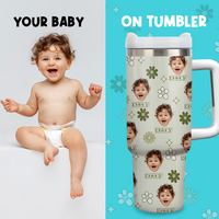 Thumbnail for Personalized 40oz Tumbler - Gift For Mother's Day- Retro Flower Baby Photo YC