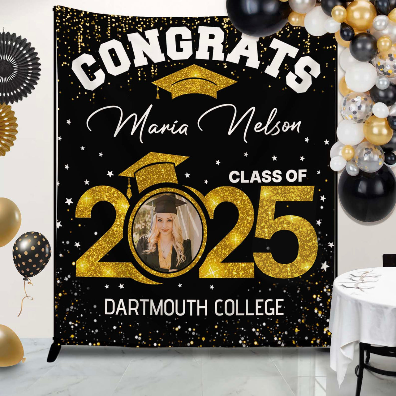 Custom Graduation Glitter Photo Class Of 2025 Backdrop, Graduation Party Supply FC