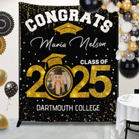 Thumbnail for Custom Graduation Glitter Photo Class Of 2025 Backdrop, Graduation Party Supply FC