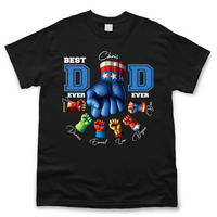 Thumbnail for Personalized Black T-shirt - Father's Day Gift - Super Dad Ever Fist Bump Merchize