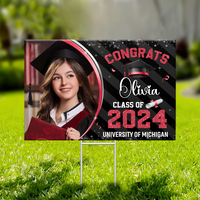 Thumbnail for Personalized Yard Sign With Stake - Graduation Gift - Glitter Senior Party Welcome Sign FC
