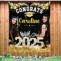 Thumbnail for Personalized Diamond Glitter Queen Class Of 2025 Backdrop, Graduation Party Supply FC