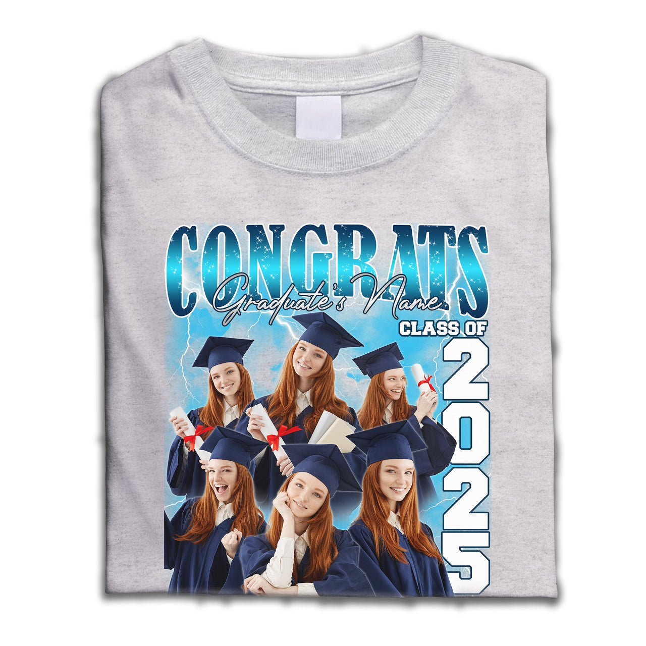 Personalized Light Color T-shirt - Gift For Graduates - Retro 90s Congrats Class of 2025 Keepsake Gift Merchize