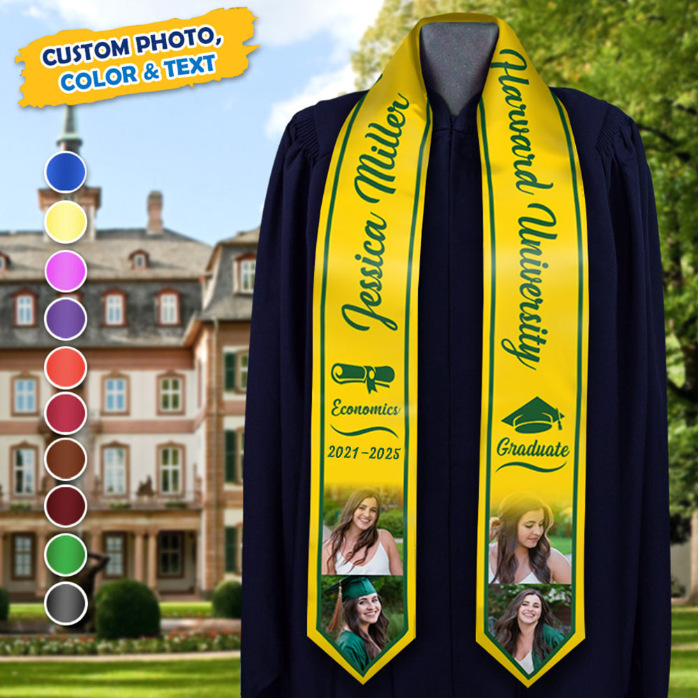 Custom Graduation Stoles/Sash with 4 Images, Special Graduation Gift FC