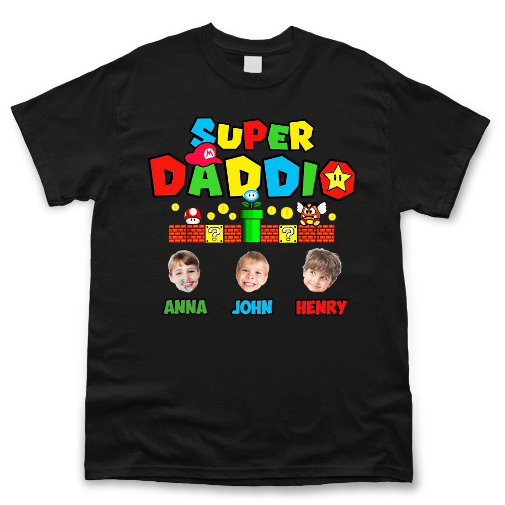 Personalized T-shirt - Father's Day Gift - Super Daddio Children's Face Photos Merchize